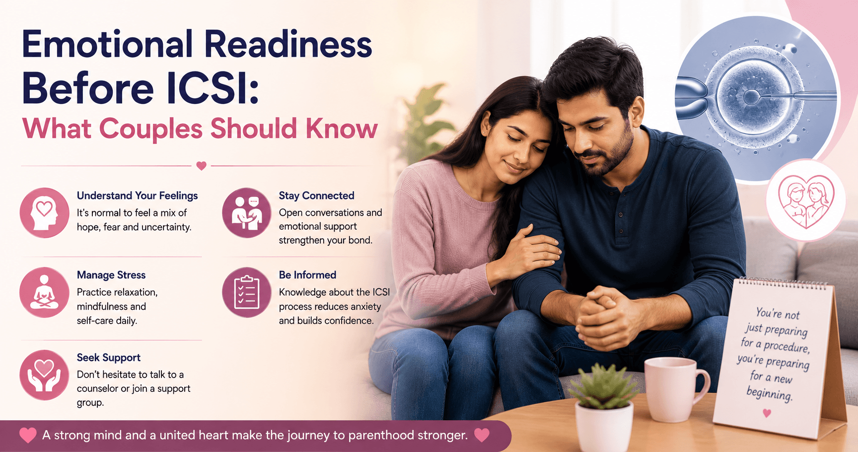 Couple discussing emotional readiness before ICSI treatment.
